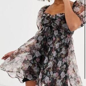 For Love and Lemons Faye Organza print mini dress